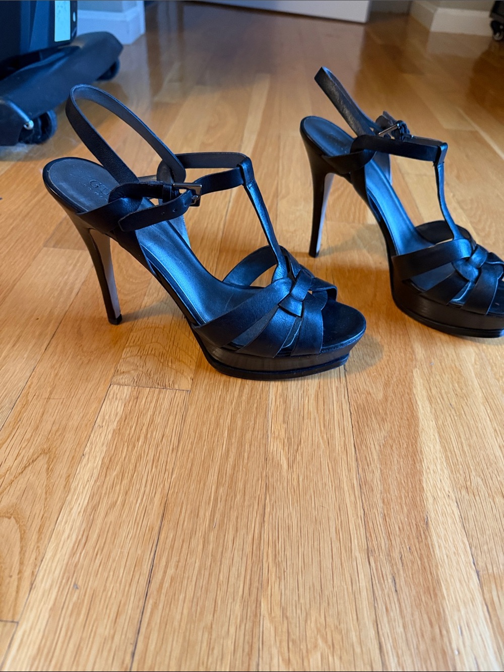 Guess Black T-Strap Platform High Heels